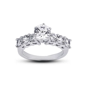 5.83ct F-VS2 Round Natural Certified Diamonds Plat Classic Matching Bridal Set - Picture 1 of 7