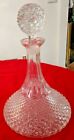 Diamond Cut Crystal Ships Decanter w/ Stopper 10.75" Hand Cut Lead Glass Italy 