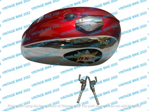 BSA A65 2 Gallon Cherry Chrome Fuel Tank 1968-69 Us Badge Cap Tap Rubber/FIT FOR - Picture 1 of 7
