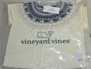 NEW Vineyard Vines Girls Holiday Whale Isle Sweater Ivory Grey MERINO WOOL 7 8 S - Picture 1 of 4