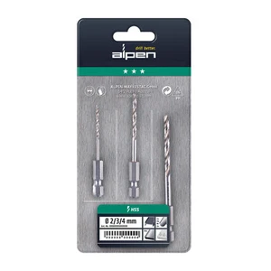 alpen APM 3 HSS Super punta a spirale DIN 338 RN set da 3 pezzi 2,0 - 4,0 mm - Foto 1 di 4