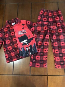 Batman Pajamas Set Size 4-5 collared longsleeve red black button - Picture 1 of 6