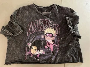 T-shirt Naruto Shippuden vintage nera lavaggio acido grafica 3XL manica corta orlo grezzo - Foto 1 di 7