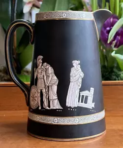 1880's Era Pratt Of Fenton Old Greek Cream Jug Prattware Antique 6" Height - Picture 1 of 7