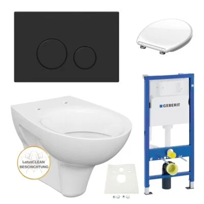 Geberit Vorwandelement + Comfort Design WC + Drückerplatte schwarz matt - Bild 1 von 4