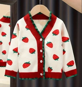 NEW Boutique Strawberry Girls Cardigan Sweater - Picture 1 of 6