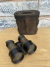 Vintage/antique? Theatre Binoculars In Leather Case With Handle For Parts/repair