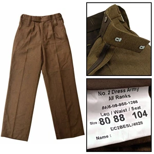 Wool 100% British Army Trousers Pants Brown Khaki No 2 Dress All Rank Uniform - Picture 1 of 10
