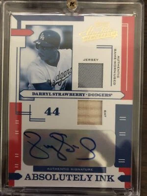 Darryl Strawberry 2004 ABSOLUTE MEMORABILIA AUTOGRAPH Jersey Bat 20/100 Dodgers - Image 1 of 2