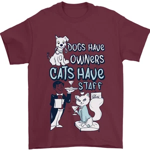 T-shirt uomo divertente cani hanno proprietari gatti hanno personale 100% cotone - Foto 1 di 10