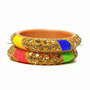Brazaletes Brillantes Diseño Kundan Patrón Vidrio Brazalete Kada Set Tachonado Con Circón - Imagen 1 de 9