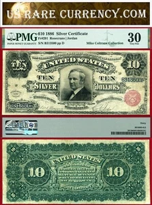 1886 $10 Silver Certificate Tombstone Note FR-291 Only 25 Known Fancy Back PMG - Picture 1 of 3