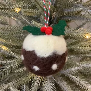 7cm Felt Christmas Pudding Tree Decoration Gisela Graham Figgy Pudding Food - Picture 1 of 4