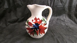 Vtg Los Bohios Studio Art Pottery Pitcher Puerto Rico White Brown Blue Green  - Picture 1 of 7