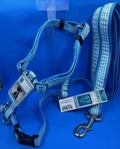 Dog Harness & Leash Set - BLUE & WHITE SIZE MEDIUM - Picture 1 of 3