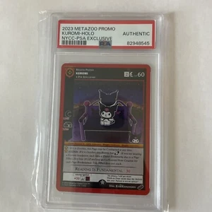 2023 NYCC EXCLUSIVO METAZOO X SANRIO PROMO COLLAB KUROMI HOLO PSA Auténtico - Imagen 1 de 4
