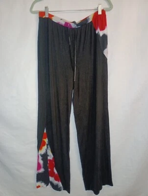 Donna Karan Sleepwear Women's L Drawstring Wide Leg Pajama Pants Bottoms Black Foto 1 de 4