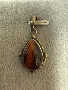 Colgante de lágrima de langosta retro clásico de plata de ley 925 con piedras preciosas ámbar 6160 - Imagen 1 de 2