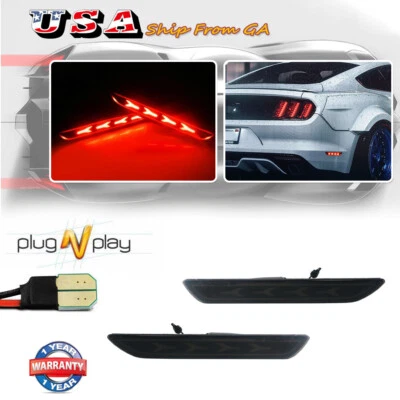 Juego de 2 luces de señalización laterales LED rojas ahumadas para guardabarros trasero Ford Mustang 2015-2023 Foto 1 de 4