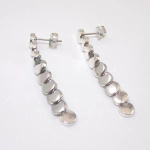 New Sterling Silver Round Circle Dot Dangle Earrings - Picture 1 of 6