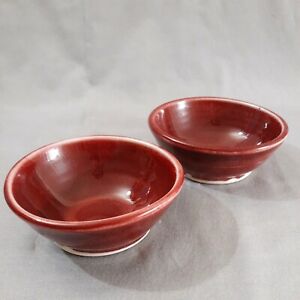 Glenn Burris NW Pottery Small Sang de Boeuf Glaze Small Bowls 4.25"D Stamped