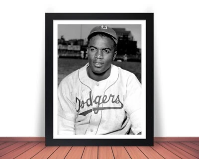 Framed JACKIE ROBINSON Photo Picture BROOKLYN DODGERS - 8x10 or 11x14 (W7) - Image 1 of 4