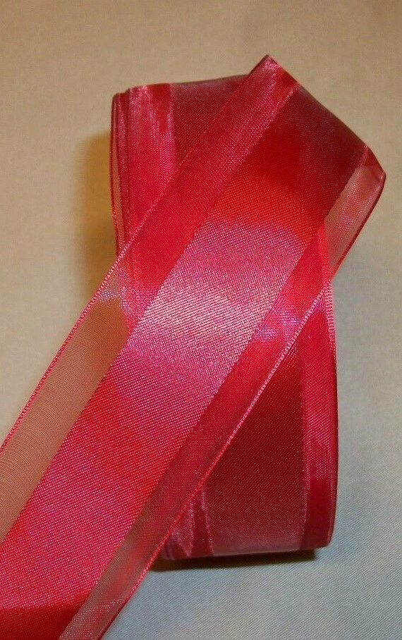 10 yds SHEER & SATIN RIBBON 1 1/2" wide (your choice of 7 colors) - Image 1 of 1