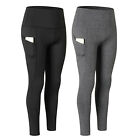2pcs Women Yoga Pants with Pockets Quick Dry High Waist Workout Leggings , M