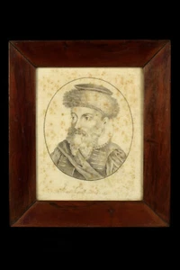 Old Portrait, Pencil Drawing Of Jean Gutenberg Circa 1850 Signed Siegel - Picture 1 of 8