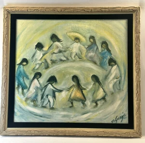 Pintura litográfica Ettore ""Ted"" DeGrazia firmada ""Los Niños"" LG 30,5X28,5 pulgadas - Imagen 1 de 11