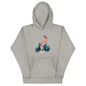 Mods Retro Scooter Unisex Hoodie cool pin-up girl scootering vintage soul ska - Imagen 1 de 6
