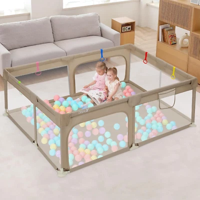 Baby Playpen, 71"×47" Play Pens for Babies and Toddlers, Safe Anti-Fall Play Yar - Image 1 of 4