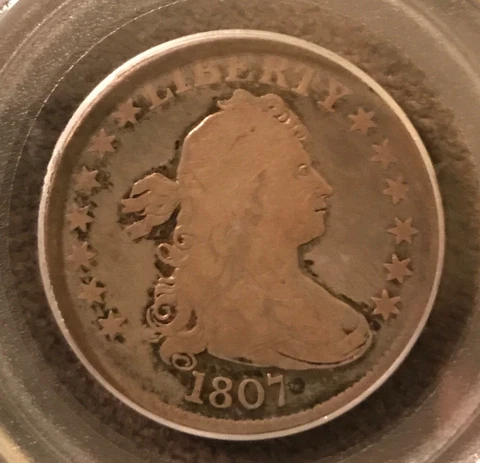 1807 draped bust quarter  ,  PCGS , VG 8. Choice original Cover