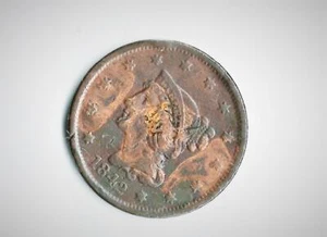 1842  LARGE CENT TAPE TONED  ON OBVERSE - Picture 1 of 1