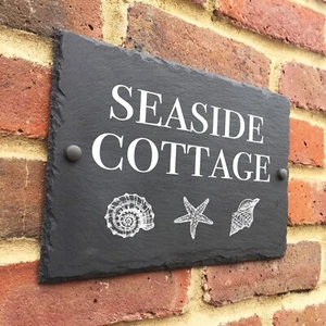 Rustic Slate shell House Number / Name sign plaque bespoke classic FREE UK P&P - Picture 1 of 5
