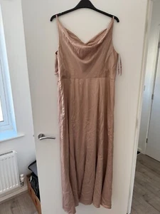 Plus Size Cowl Neck Satin Slip Maxi Dress in Champagne - 18 - Chi Chi London - Picture 1 of 4