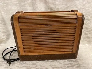 Vintage Philco 46-350 Tube Radio AM Roll Top Wood Portable Not Working -- 8421 - Picture 1 of 17