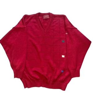 VTG 90s Knit Sweater Men’s M Geometric Pullover 50% Wool Blended Fabric Grandpa - Picture 1 of 9
