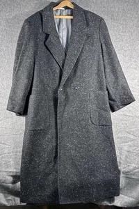 Vintage Mens Black & White Wool Blend  Trench Coat Outerwear 42R Bachrach Canada - Picture 1 of 7