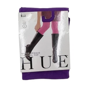 NEW Hue Super Opaque Control Top Tights in Passion Purple Size 2 Small/Medium - Picture 1 of 5