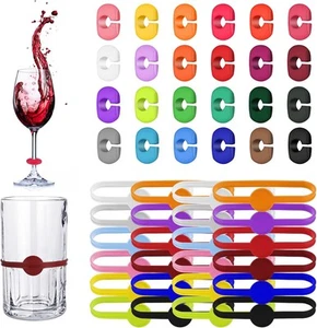 48 Pieces Wine Glass Charms Markers Colorful Silicone Drink Markers... - Picture 1 of 7
