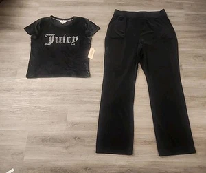 Juicy Couture Neu mit Etikett schwarzer Veloursanzug Größe XL Unterteil neu ohne Etikett - Bild 1 von 11