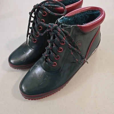 Vintage Sporto Boots Women's Size 7 Rain Snow Boots Lace Up Thermolite Green - Image 1 of 4