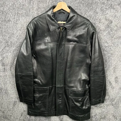 Jos A Bank Signature Collection Men's Black Leather Jacket Size Large Full Zip - Image 1 of 4