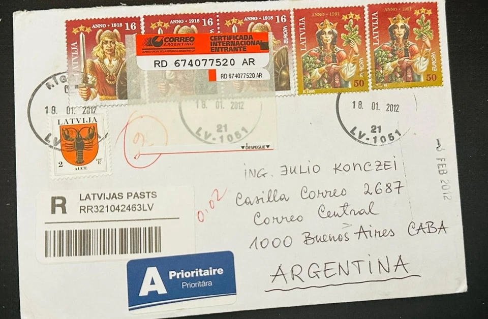 CM) 2012. LETONIA. PINTURA MEDIEVAL. FUNDA ENVIADA POR CORREO A ARGENTINA. XF Foto 1 de 1