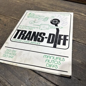 Trans-Diff Change Over Service 1979 Price List Kilsyth Automobilia - Picture 1 of 6