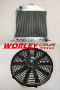 CA-21.5" 3ROW Aluminum radiator for 1930 1931 Ford Model A chevy engine + fan - Afbeelding 1 van 21
