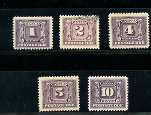 Kanada #J1-J5 (CA172) komp 1906-28 Portogebühren, M, H, U, ss, CV 216,00 $ - Bild 1 von 2