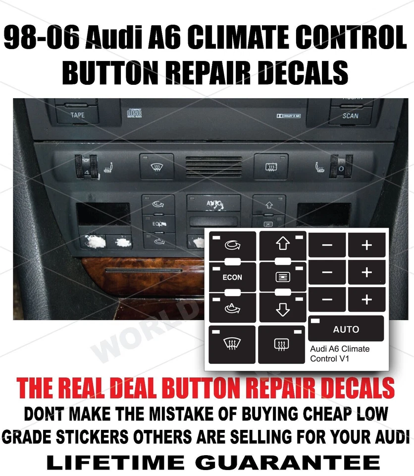 Calcomanías de reparación de botones de aire acondicionado Audi A6 98-06 Foto 1 de 1