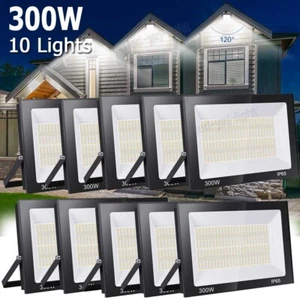 10x 300W Led Flood Light Outdoor Security Garden Yard Spotlight Lamp Cool White - Picture 1 of 8